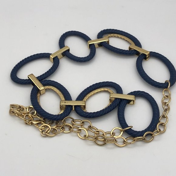 Jewelry - Navy Blue & Gold Tone  Statement Necklace Earrings